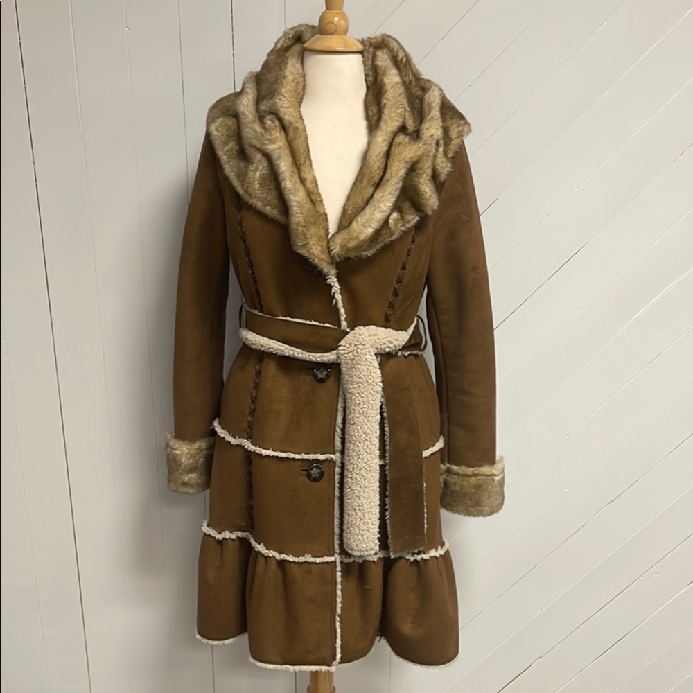 Laundry by Shelli Segal Brown Faux Fur Teddy Jacket - Snow Bunny (NWOT) MEDIUM